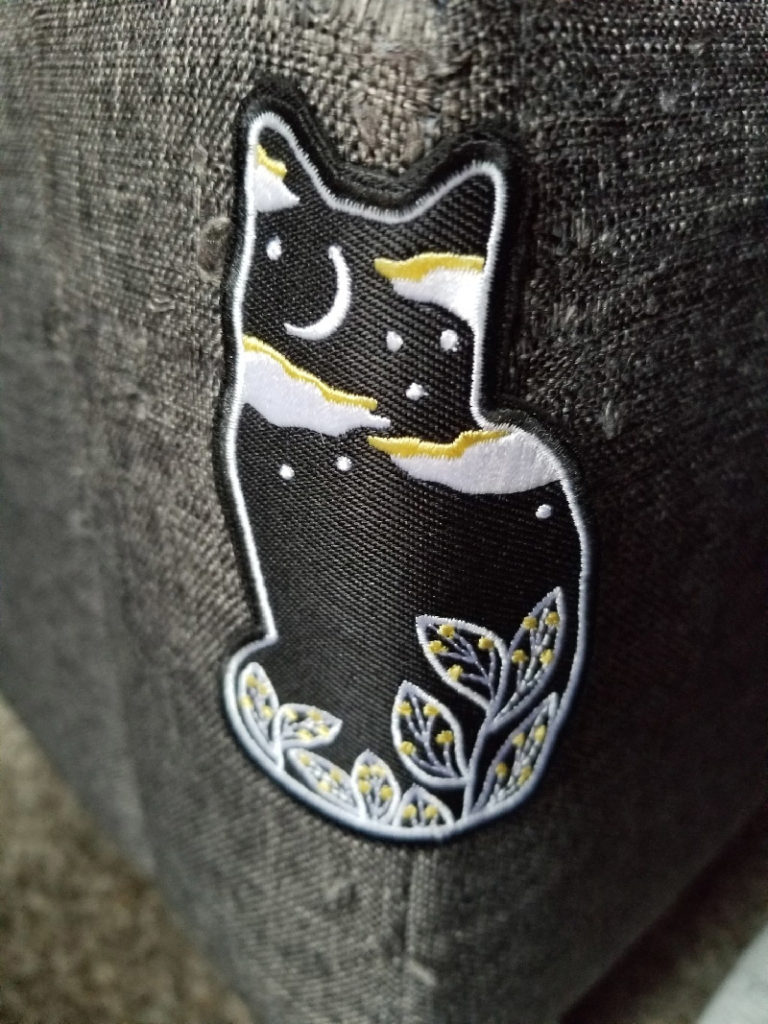 A starry cat patch I bought on Etsy